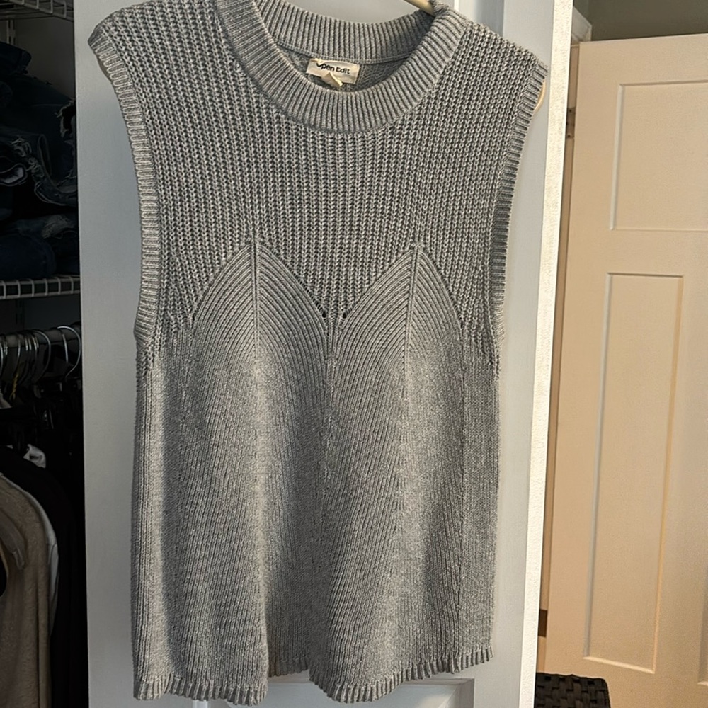 OPEN EDIT gray sweater vest, oversized fit